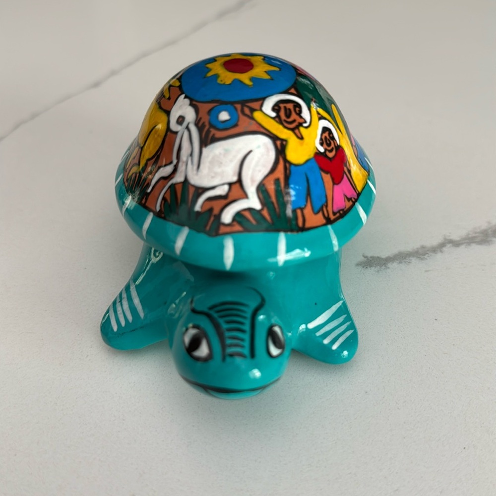 Mexican Folk Art Pottery Trinket Box